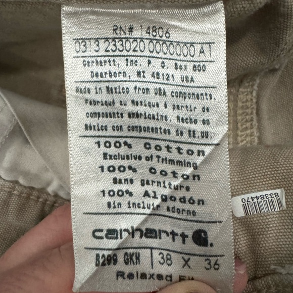 Carhartt Men’s Khaki Work Pants 38x36 Cotton Utility Pants - Picture 5 of 6